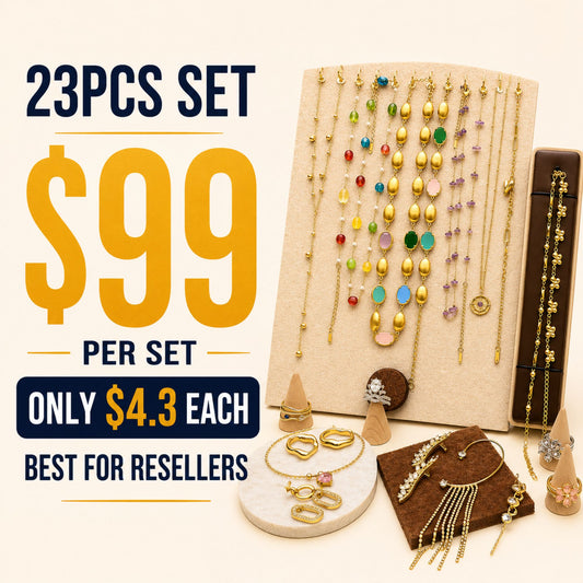 23PCS Gold Filled Colorful Gemstone Charm Jewelry Set