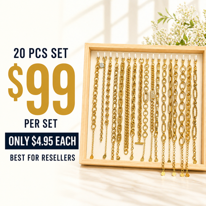 20PCS Gold Chain Bracelet Bundle wholesale jewelry bundle