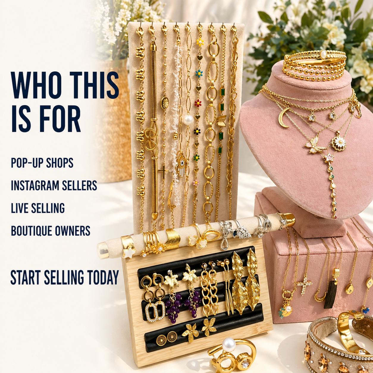 43PCS Gold Charm Jewelry Bundle wholesale jewelry bundle