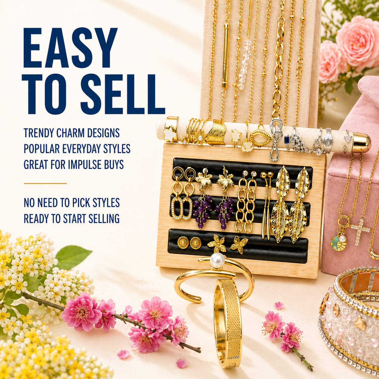 43PCS Gold Charm Jewelry Bundle wholesale jewelry bundle