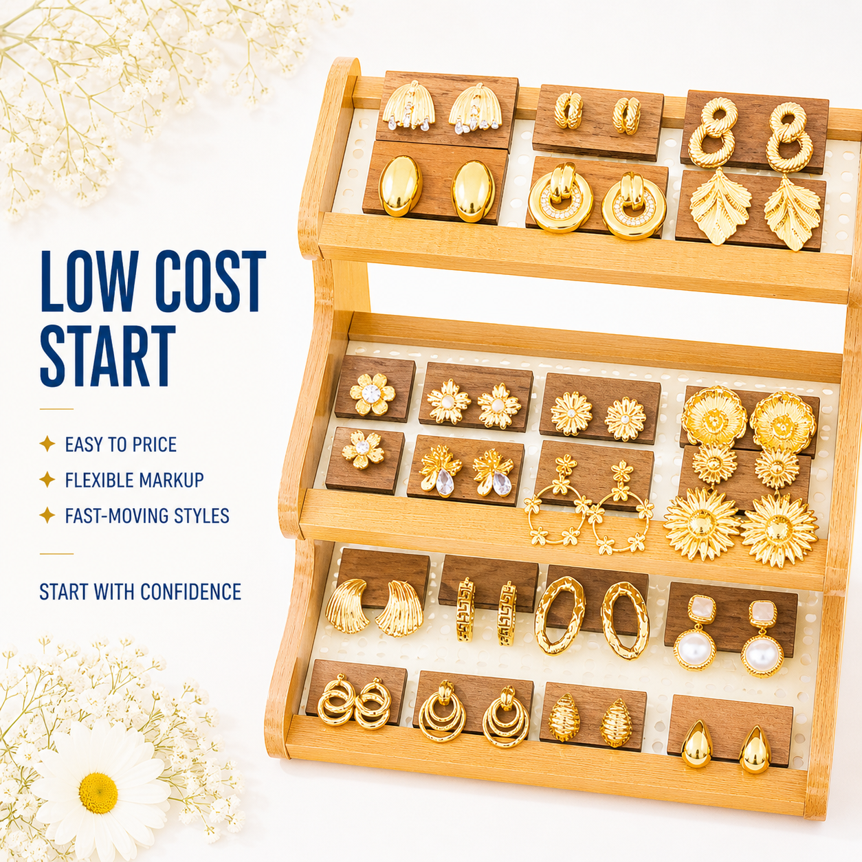 24PCS Gold Earring Bundle wholesale jewelry bundle