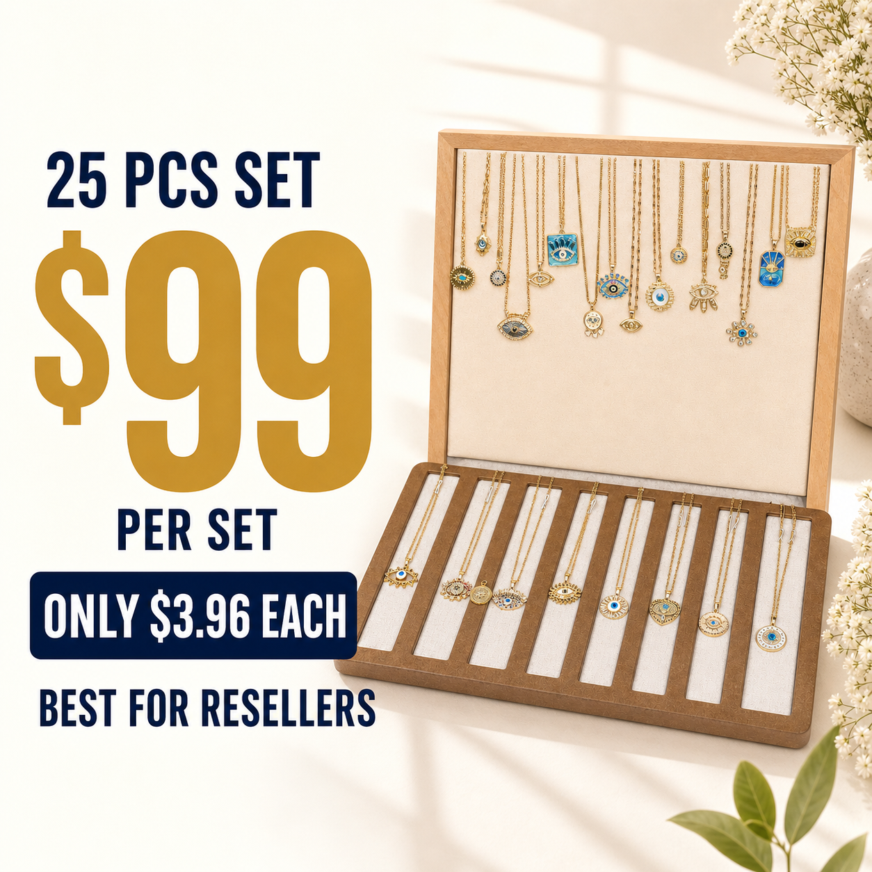 25PCS Evil Eye Necklace Bundle wholesale jewelry bundle