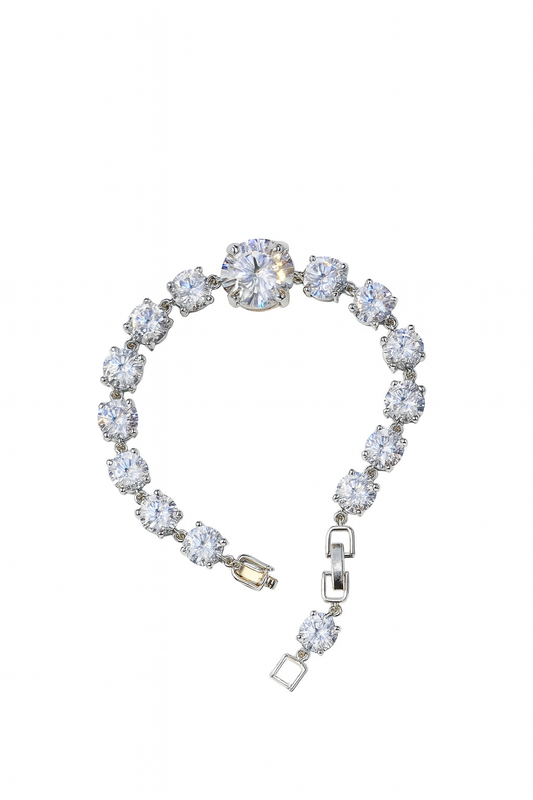 Minimalist Round Cut CZ Tennis Bracelet – Waterproof Stainless Steel
