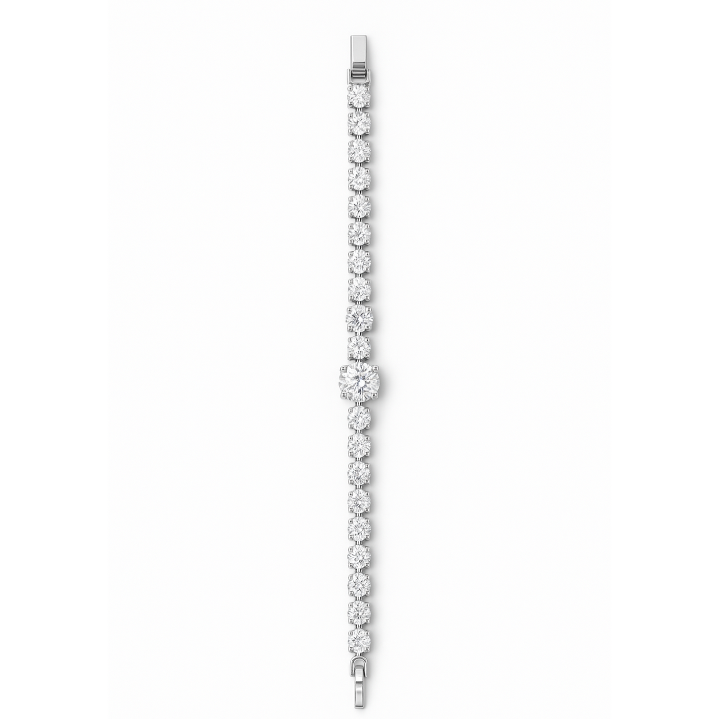 CZ tennis bracelet with graduated round stones and oversized center stone