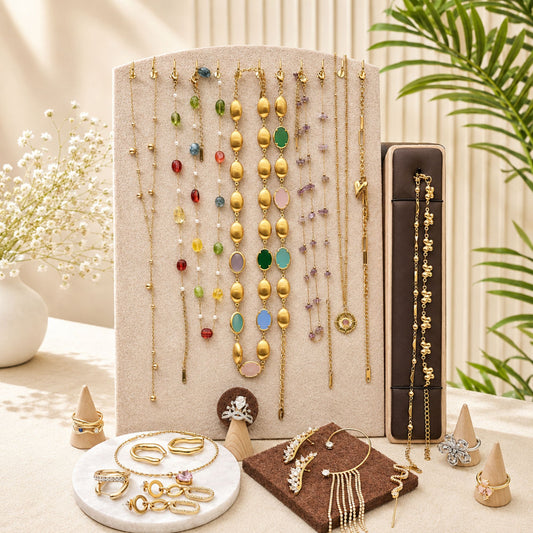 23PCS Gold Filled Colorful Gemstone Charm Jewelry Set