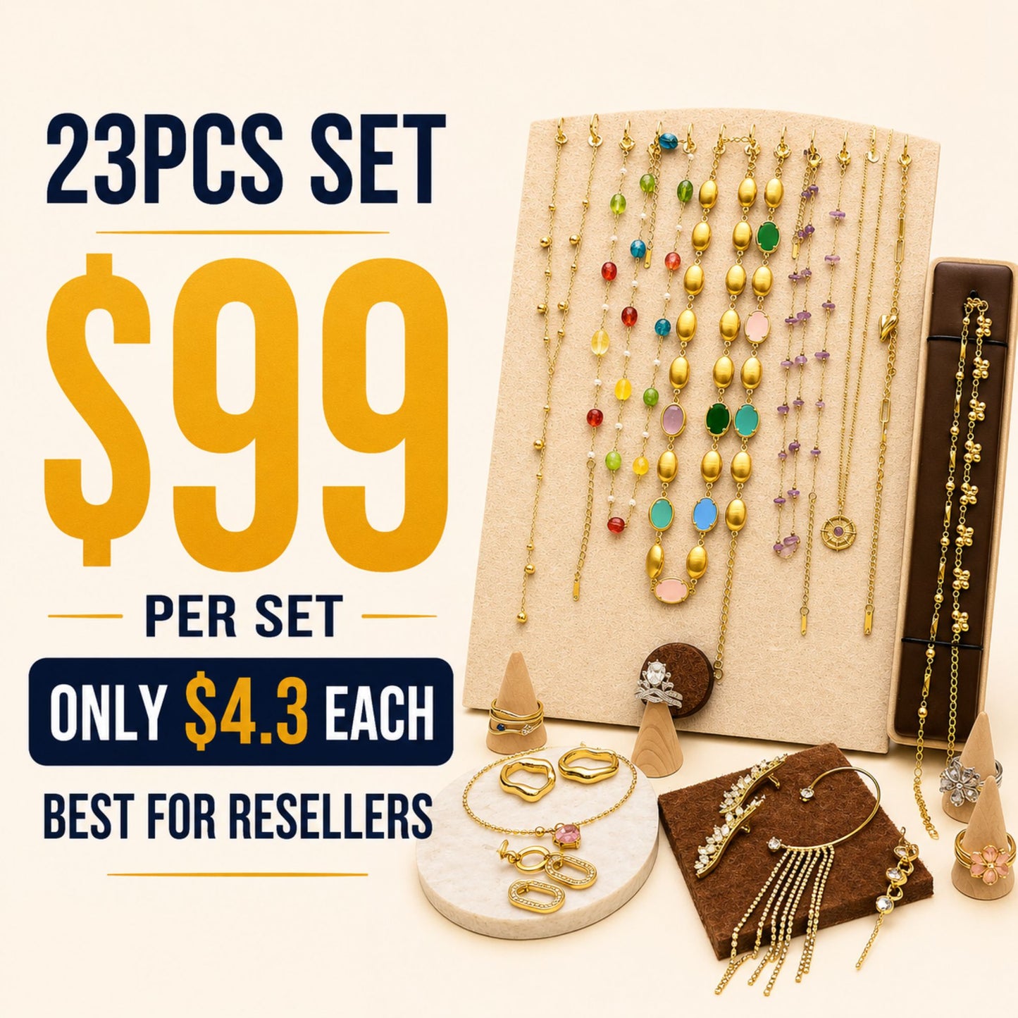 23PCS Gold Filled Colorful Gemstone Charm Jewelry Set