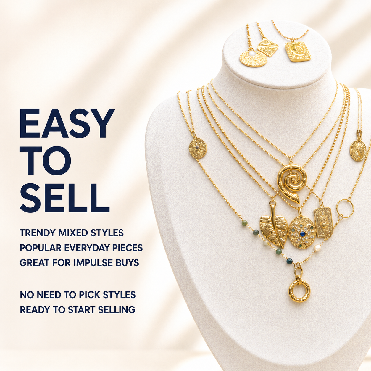 24PCS Gold Necklace Bundle wholesale jewelry bundle