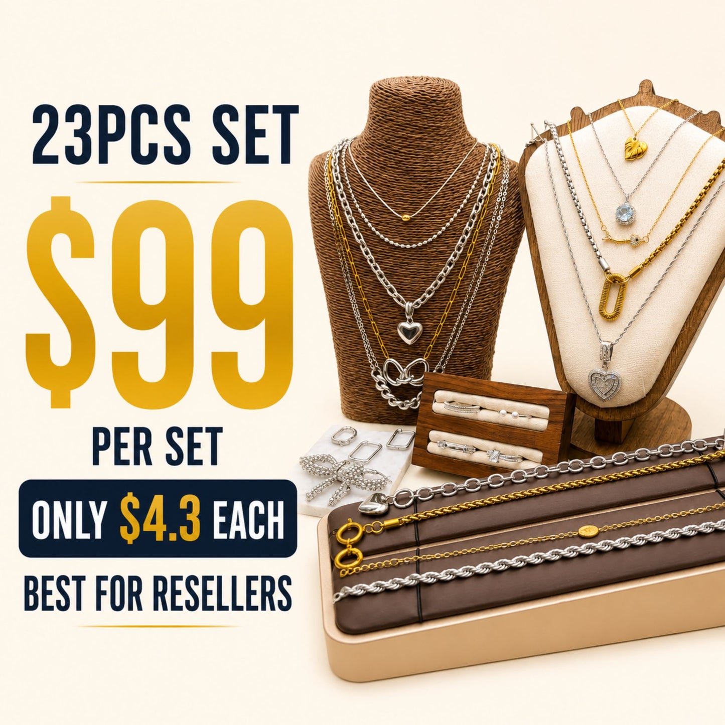 Modern Mixed Metal Jewelry Set